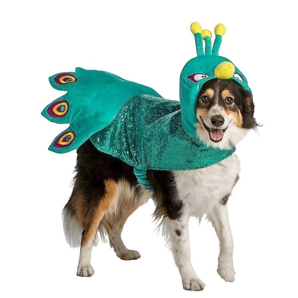 Thrills & Chills Halloween Cosplay Peacock Bird Dog Costume Size Large L Sequins